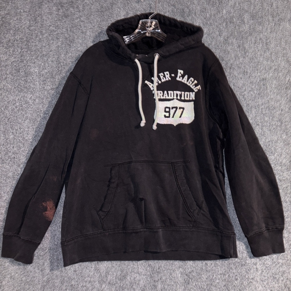 American Eagle AEO Hoodie Sweatshirt Eagle Spellout Logo Vintage Y2K Size Large